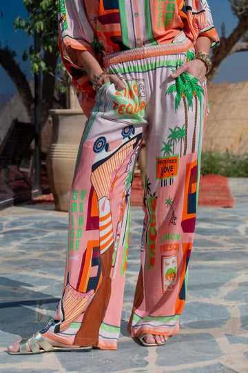 Print Linen Pants