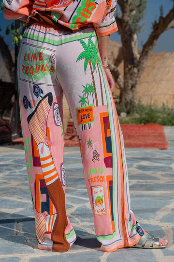 Print Linen Pants