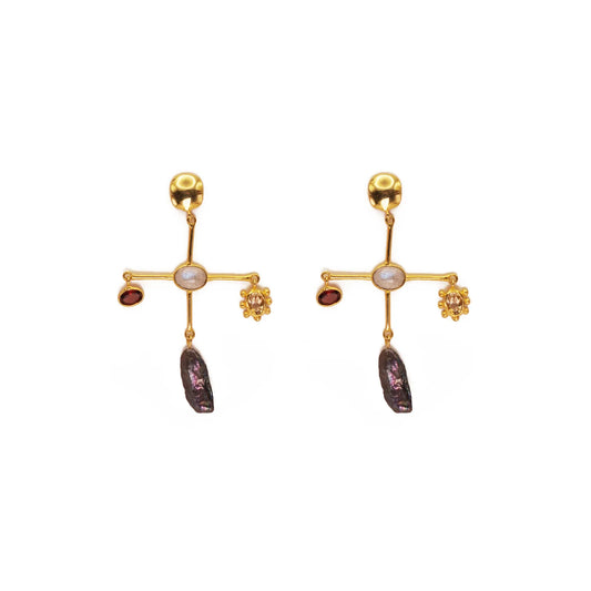Multi Stone Pearl & Quartz Earrings