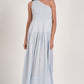 Light Blue One-Shoulder Gauze Maxi Dress