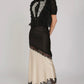 Black & Cream Silky Slip Skirt