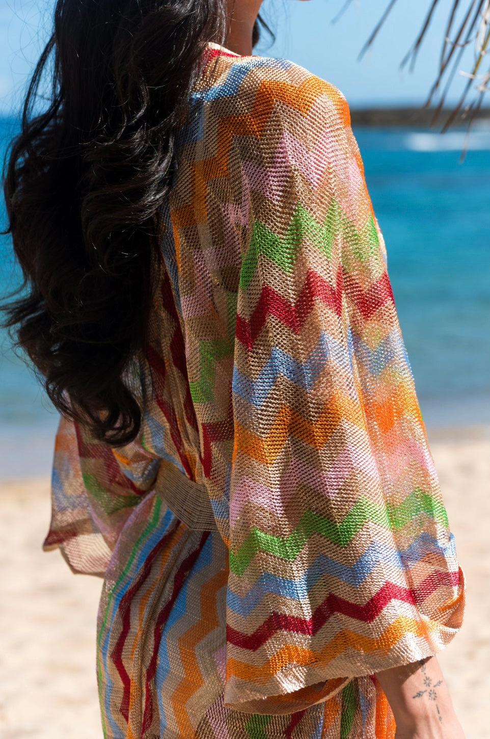 Colorful Zig Zag Knit Kimono