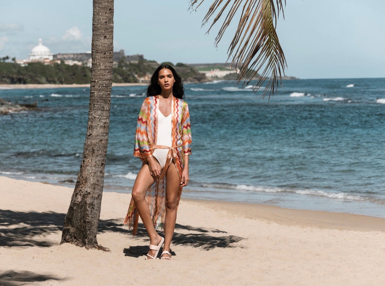 Colorful Zig Zag Knit Kimono