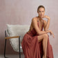Cayenne Halter Dress with High Slit & Rope Belt