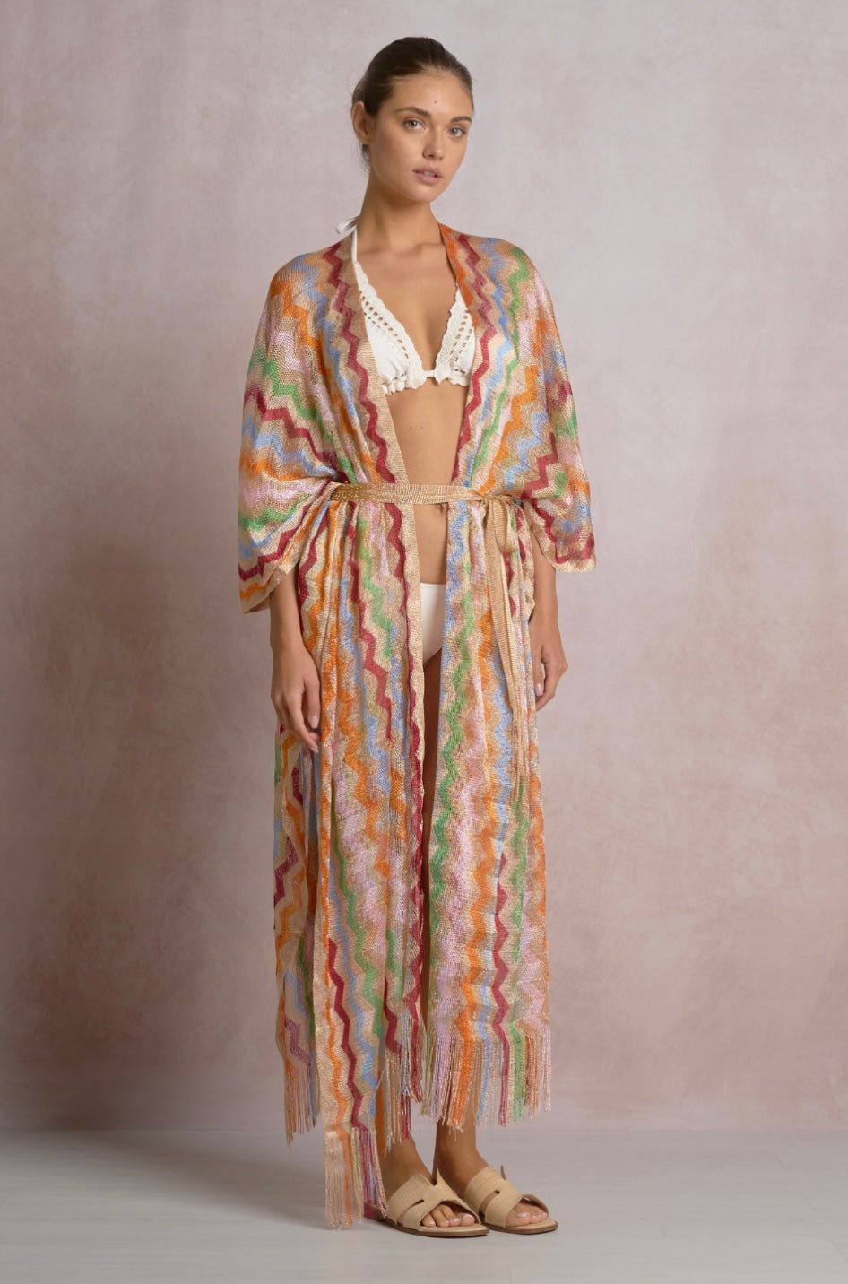 Colorful Zig Zag Knit Kimono