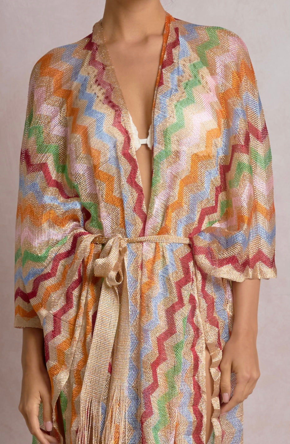 Colorful Zig Zag Knit Kimono