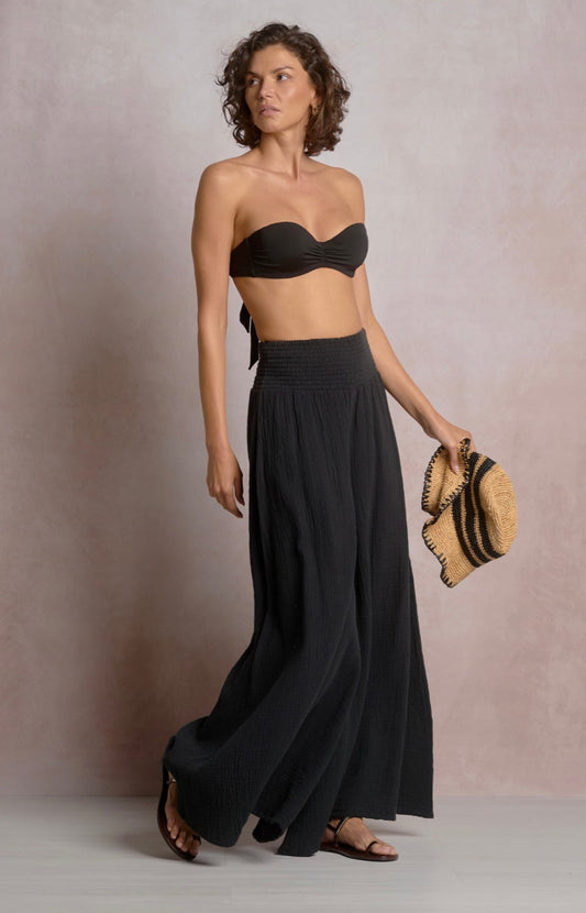 Black Wide Leg Gauze Pants