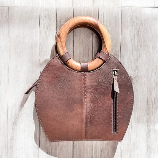 Round Hand Tooled Leather Bag
