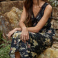 Black Floral Print Slip Skirt