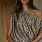 Gold Leopard Print One Shoulder Top