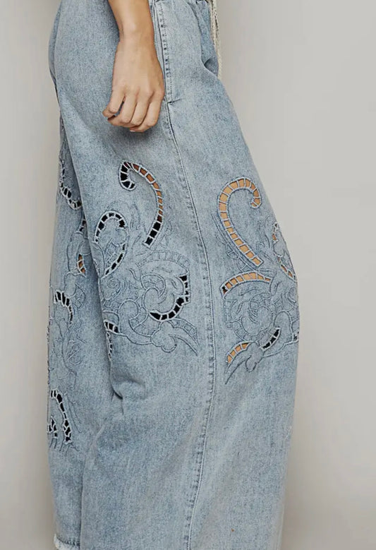 Denim Eyelet Jeans