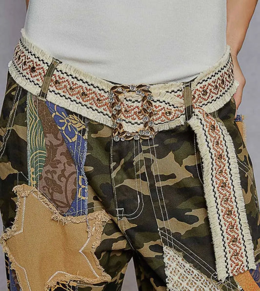 Cream Embroidered Belt