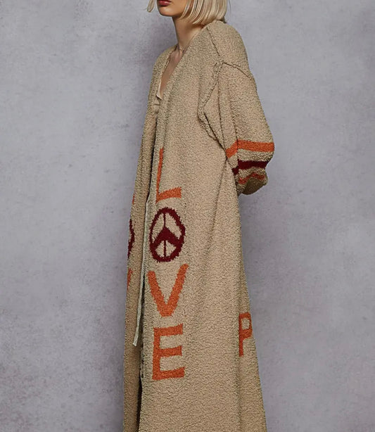 Peace & Love Long Knit Cardigan