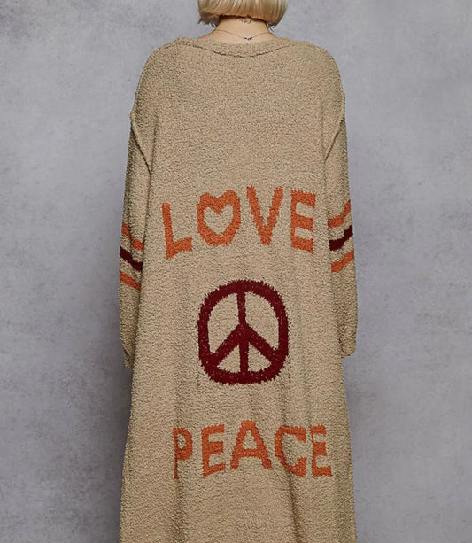 Peace & Love Long Knit Cardigan