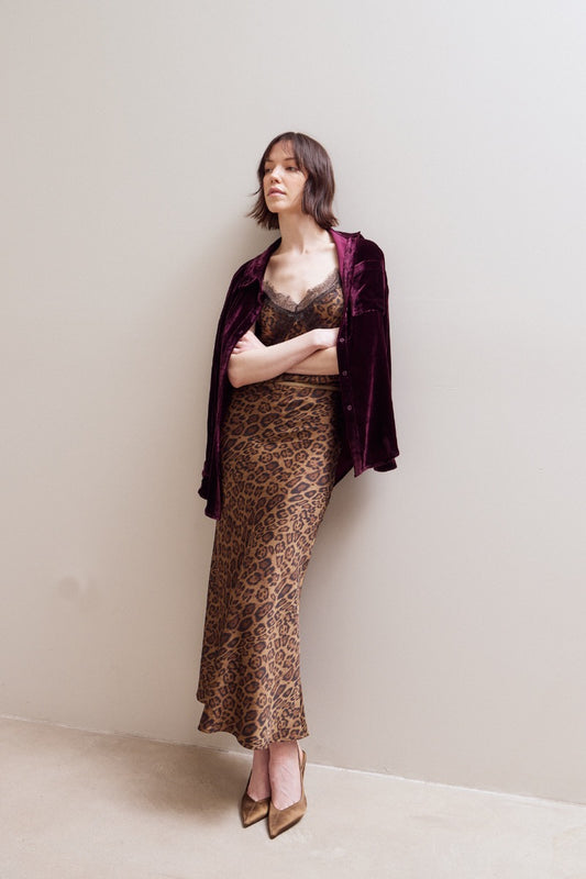 Leopard Print Slip Skirt