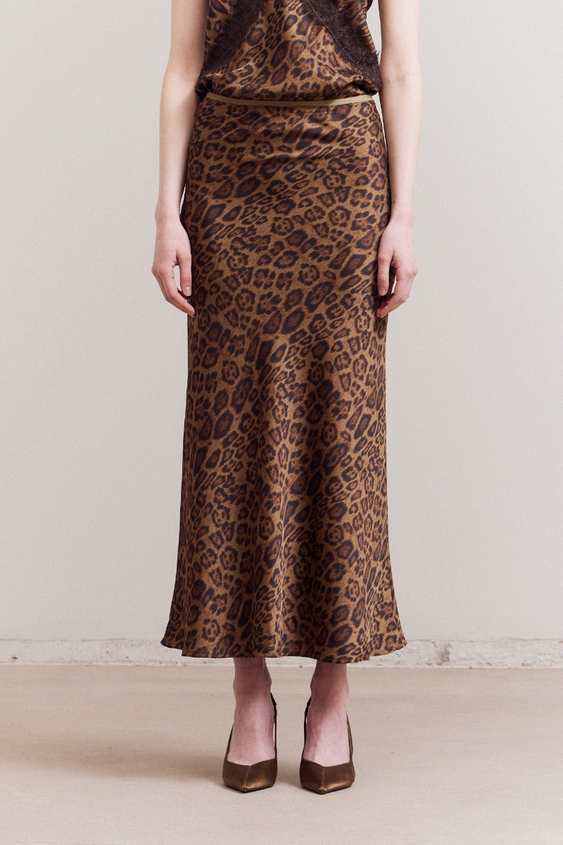 Leopard Print Slip Skirt