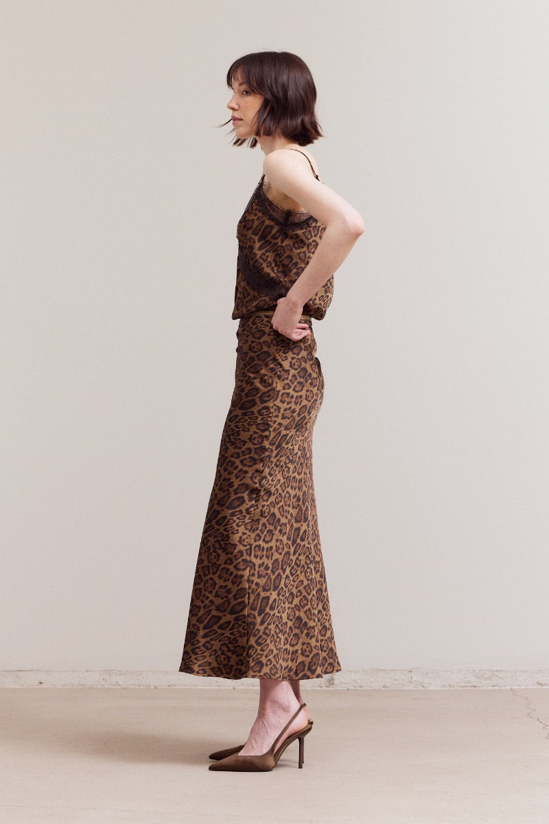 Leopard Print Slip Skirt