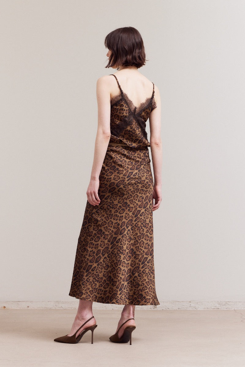 Leopard Print Slip Skirt