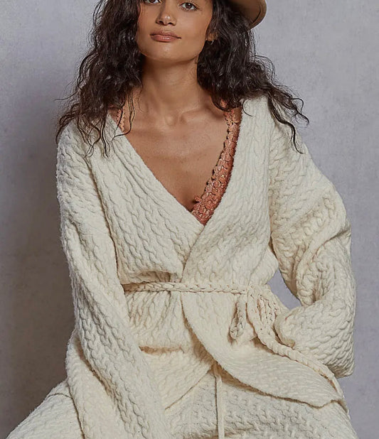Cream Cable Knit Cardigan