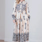 Taupe & Navy Print Dress