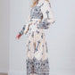 Taupe & Navy Print Dress