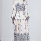 Taupe & Navy Print Dress