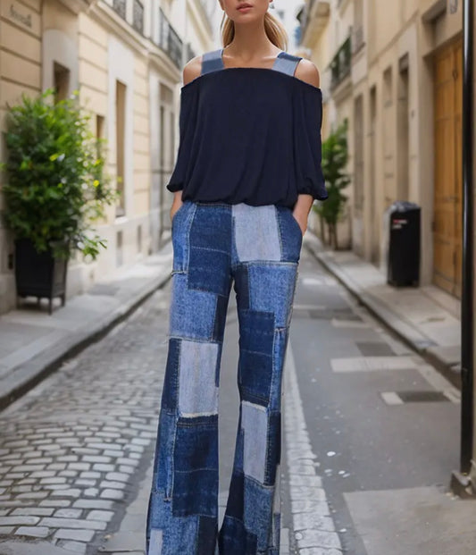 Faux Denim Pull on Pant