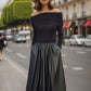 Black Faux Leather Midi Dress