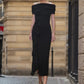 Black Jersey Skirt with Flower Appliqué