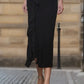Black Jersey Skirt with Flower Appliqué
