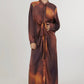 Brown & Orange Tie Dye Print Dress
