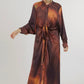 Brown & Orange Tie Dye Print Dress