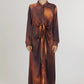 Brown & Orange Tie Dye Print Dress