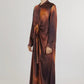 Brown & Orange Tie Dye Print Dress