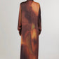 Brown & Orange Tie Dye Print Dress