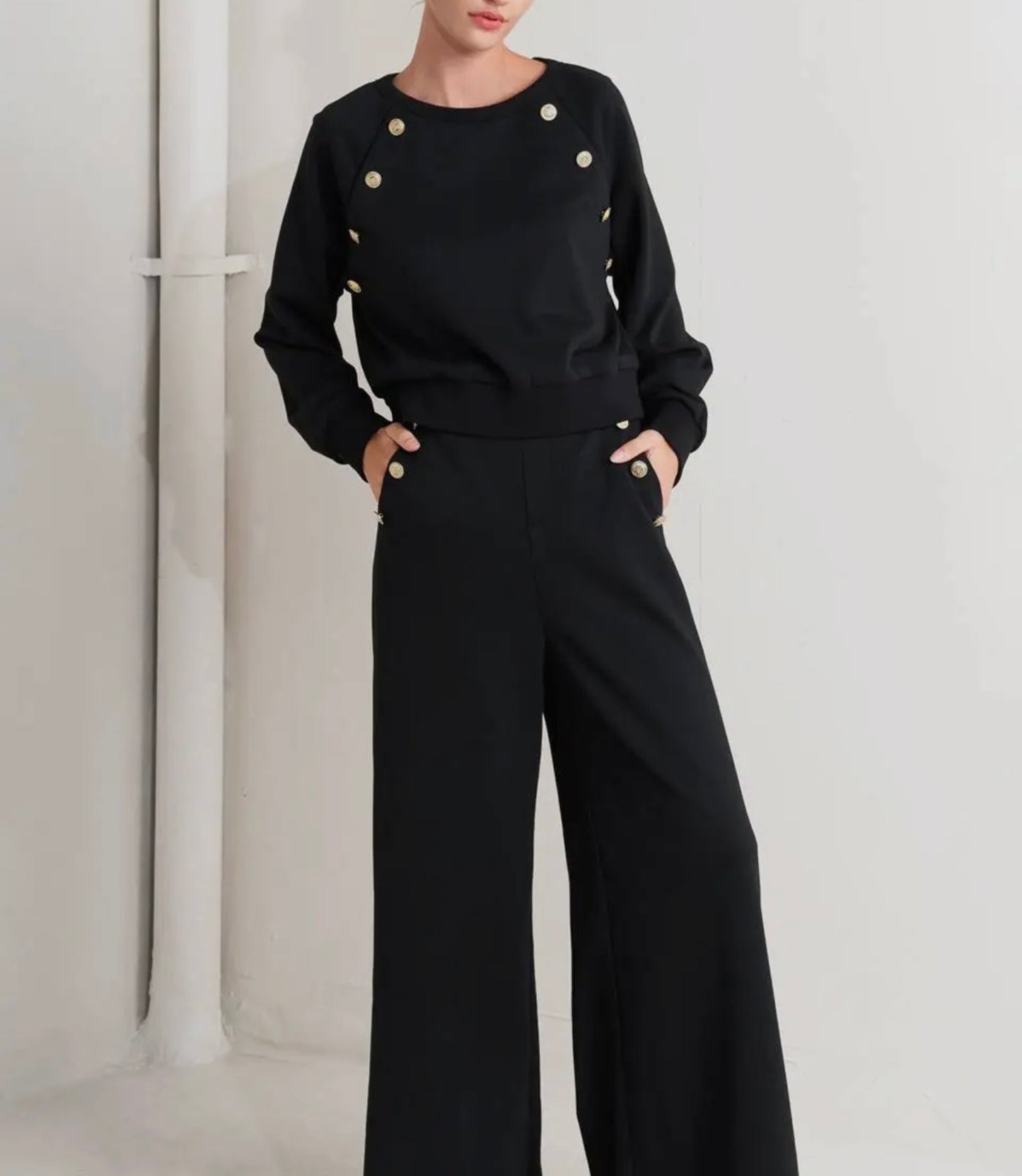 Black Pants with Gold Buttons