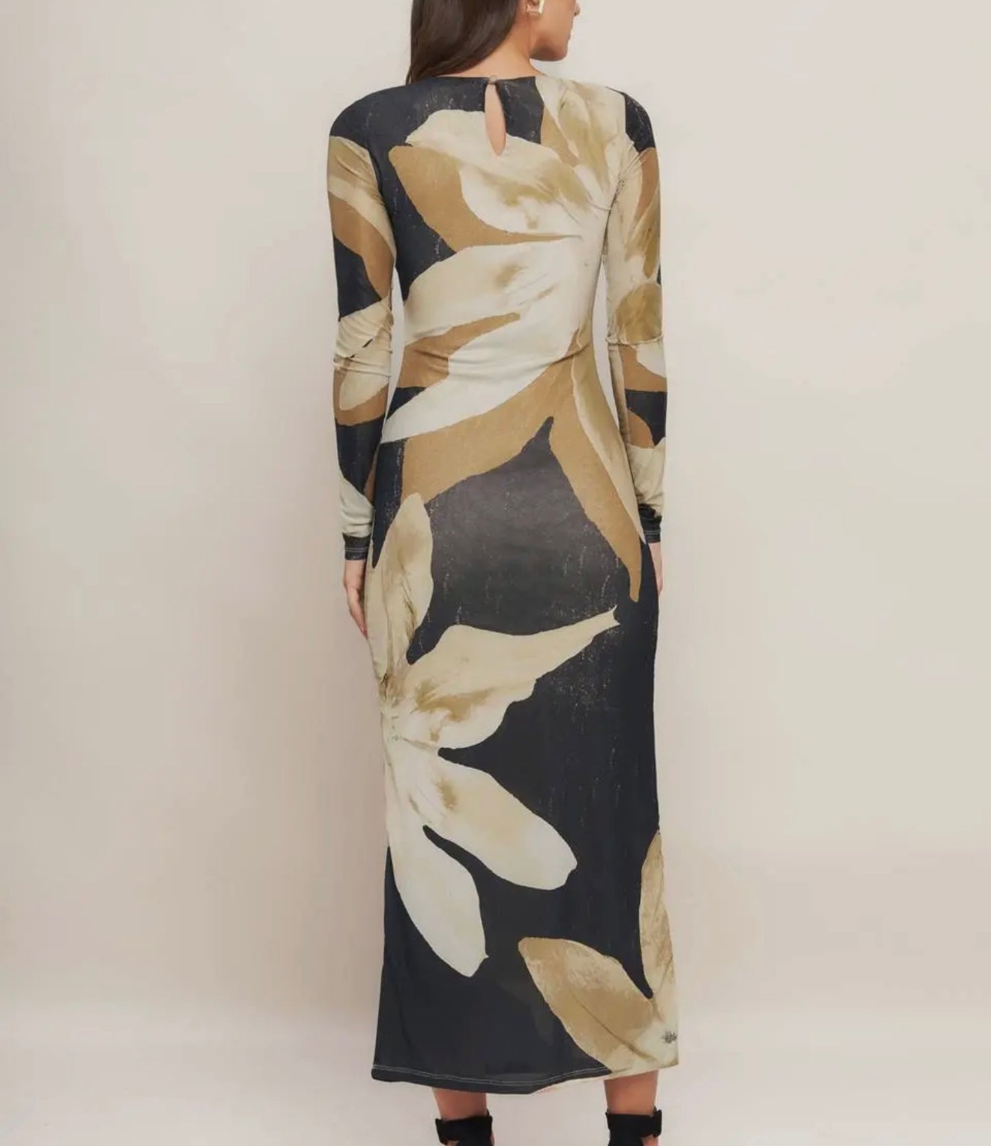 Floral Print Mesh Maxi Dress