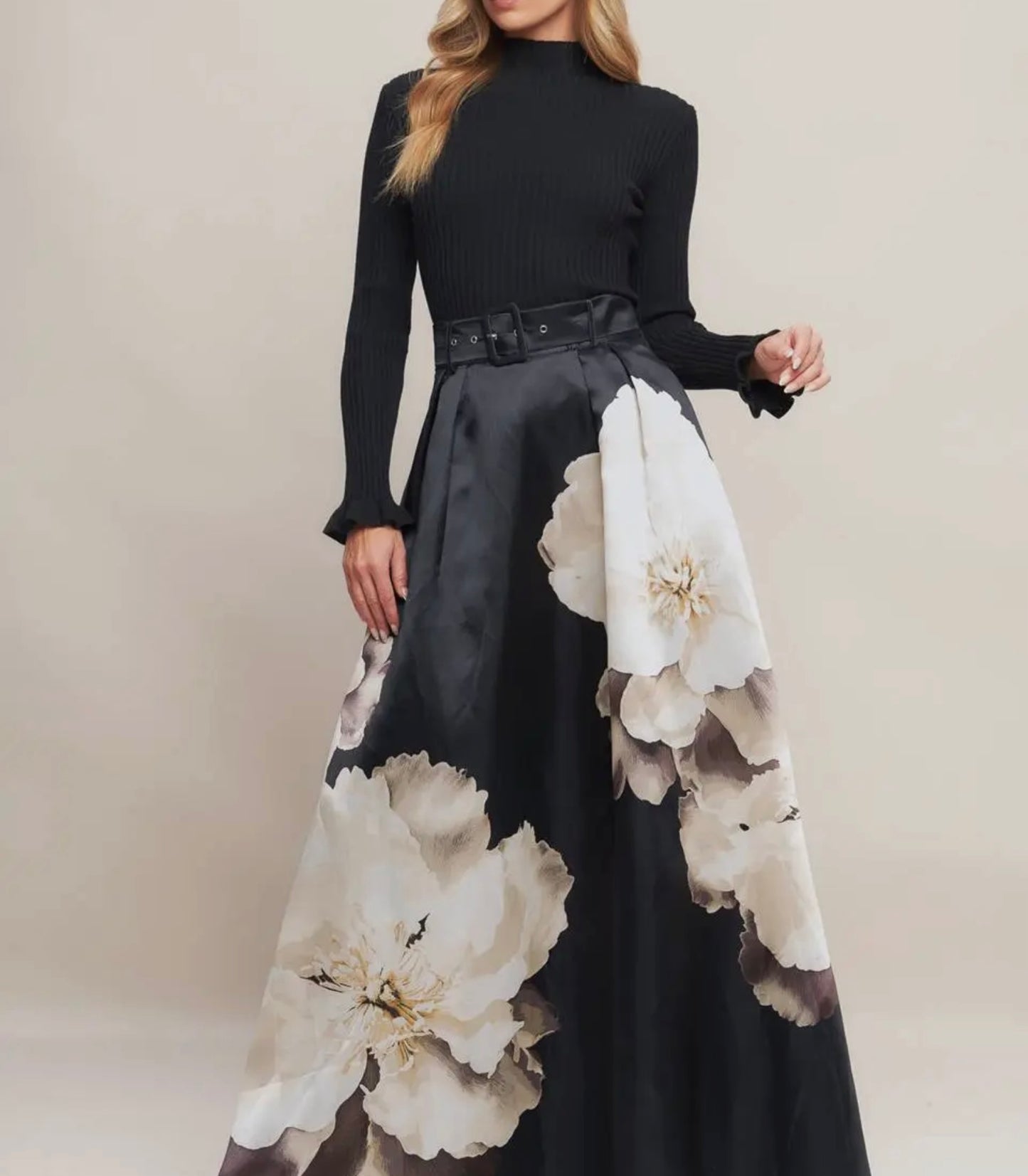 Black Floral Maxi Skirt