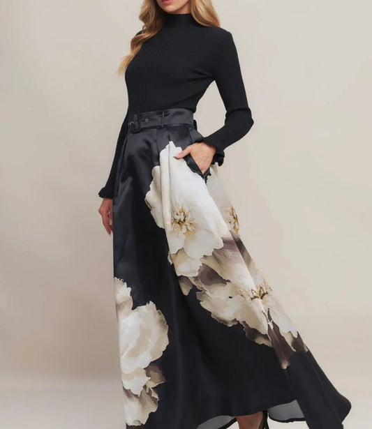 Black Floral Maxi Skirt