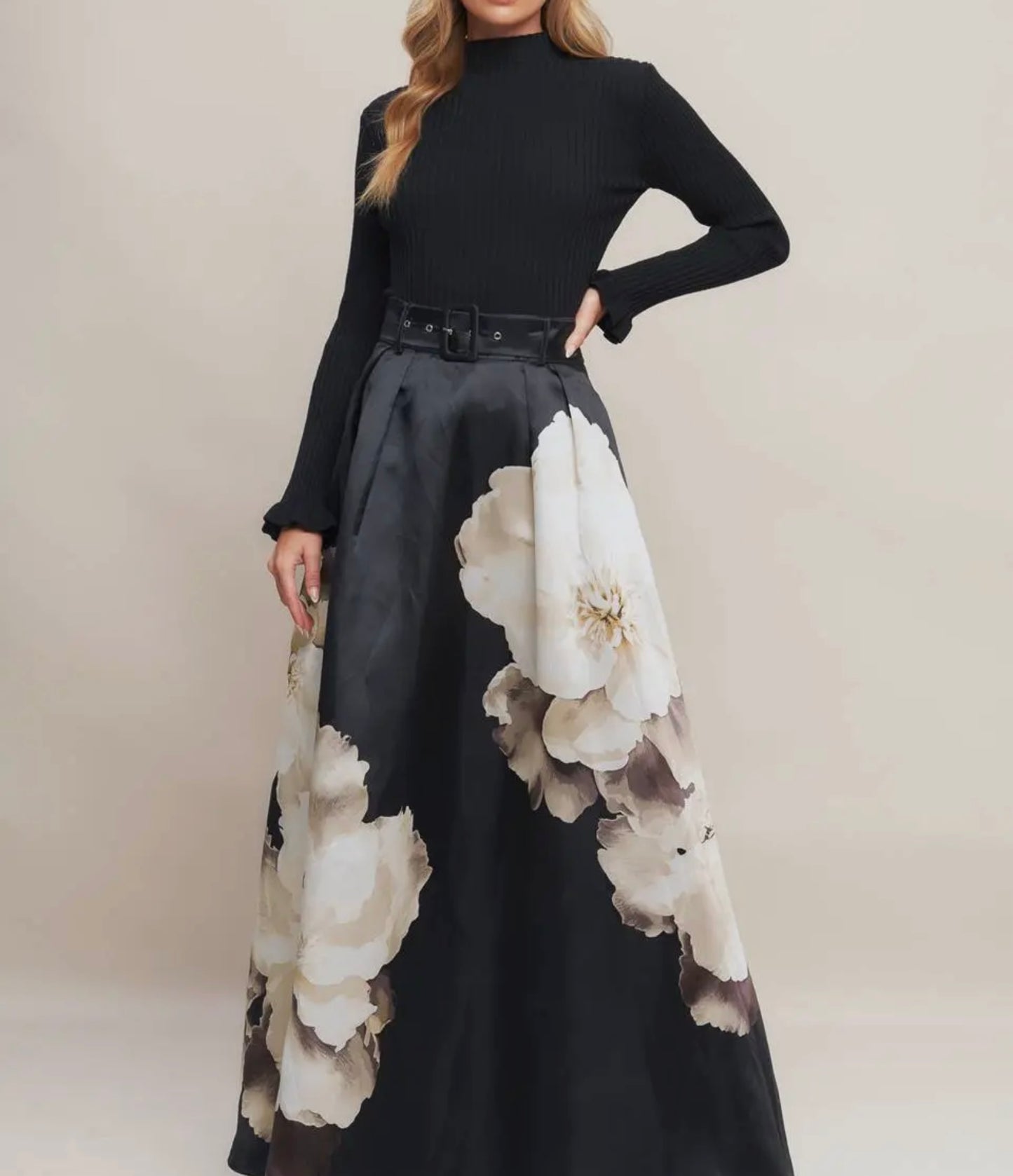 Black Floral Maxi Skirt