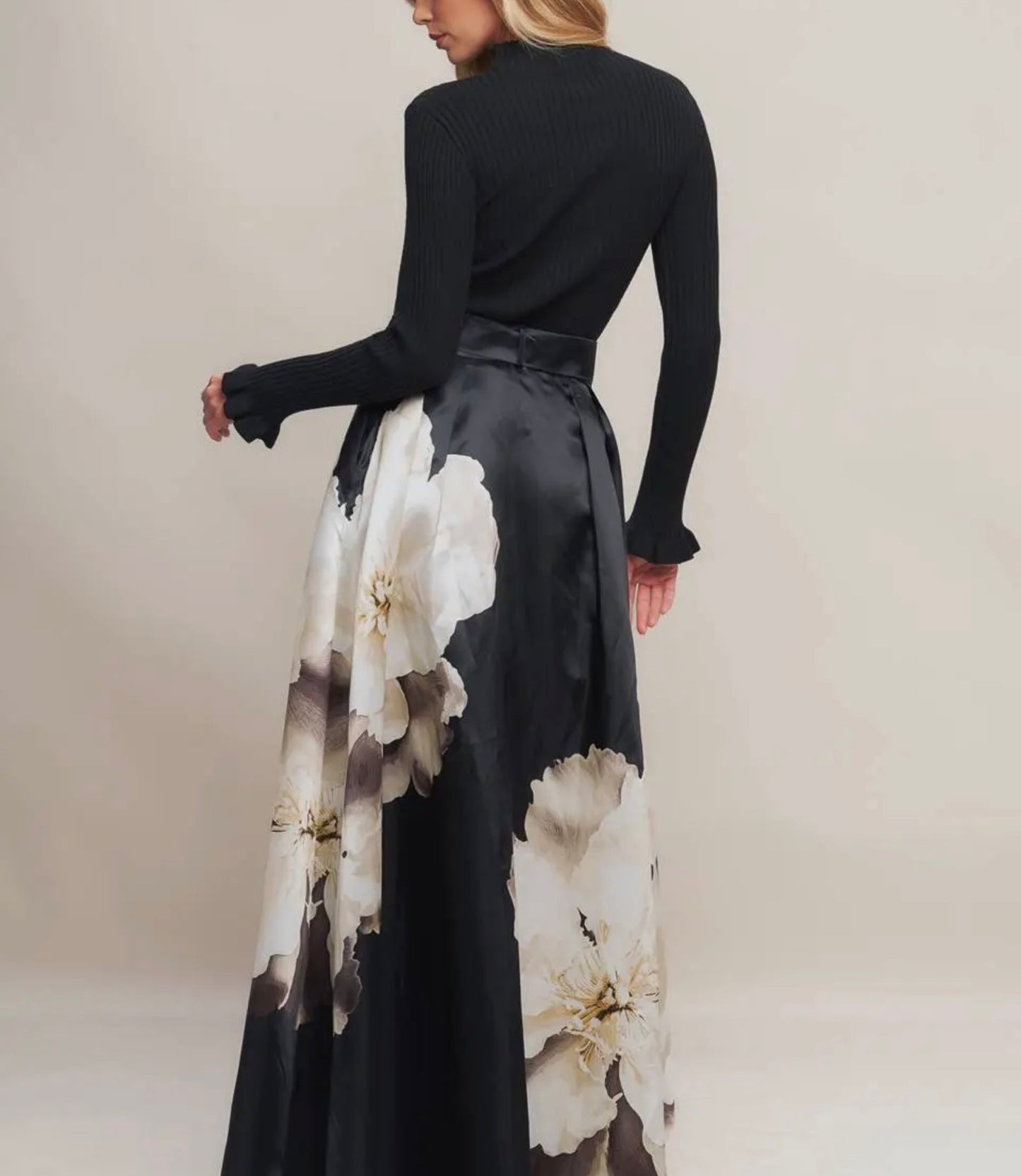 Black Floral Maxi Skirt