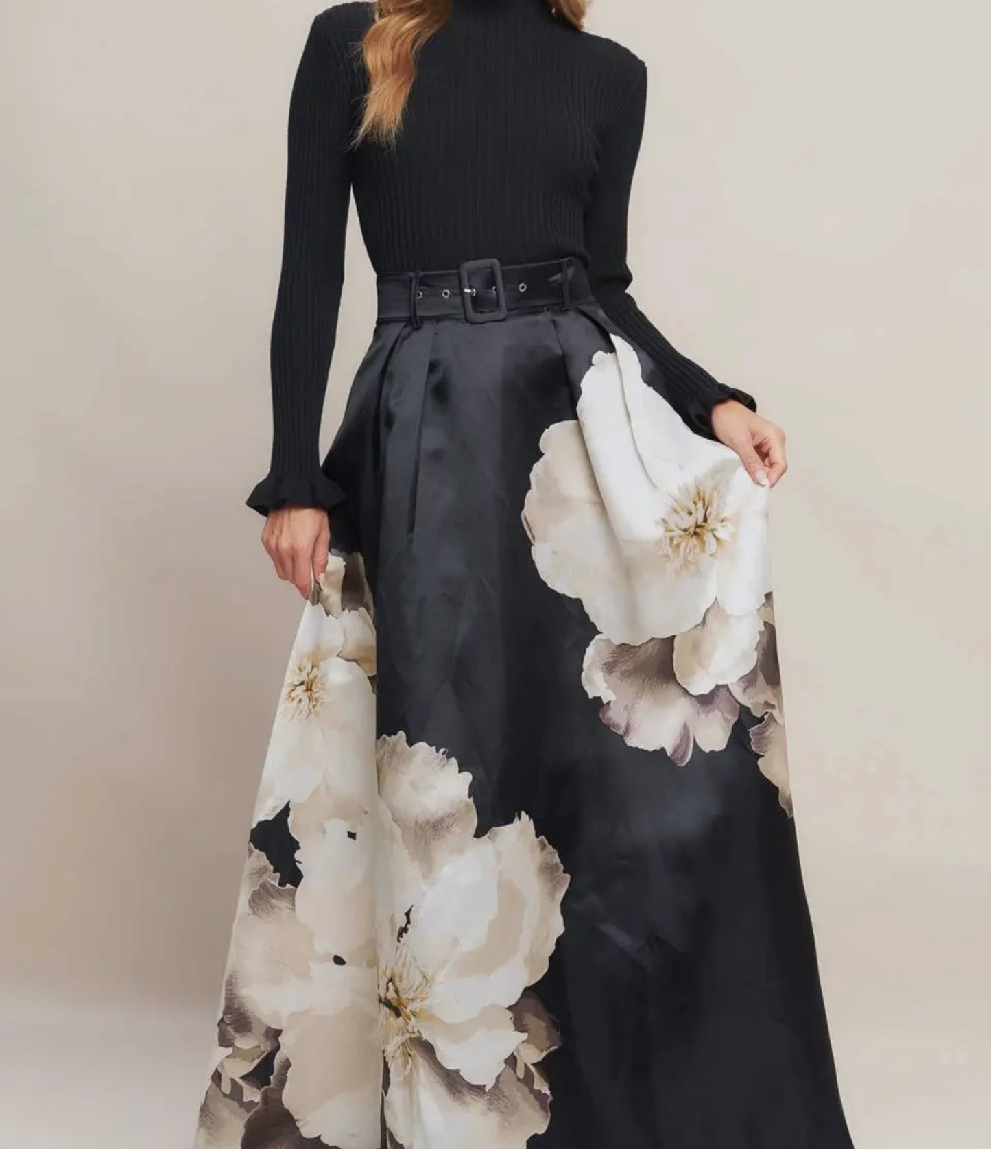 Black Floral Maxi Skirt