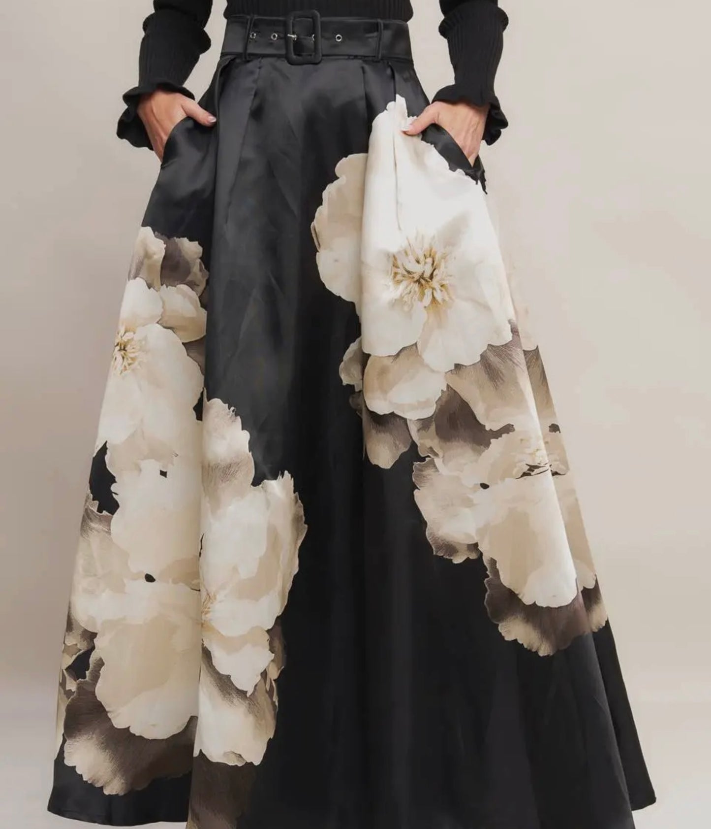 Black Floral Maxi Skirt