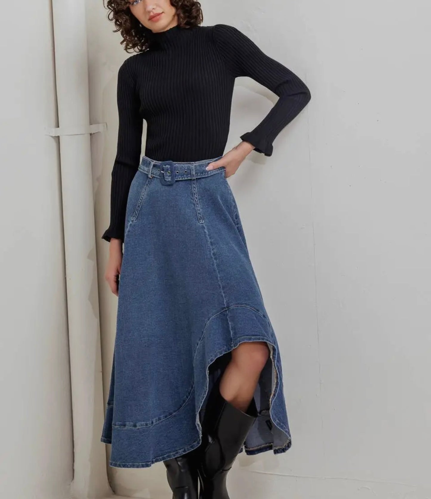 Denim Midi Skirt