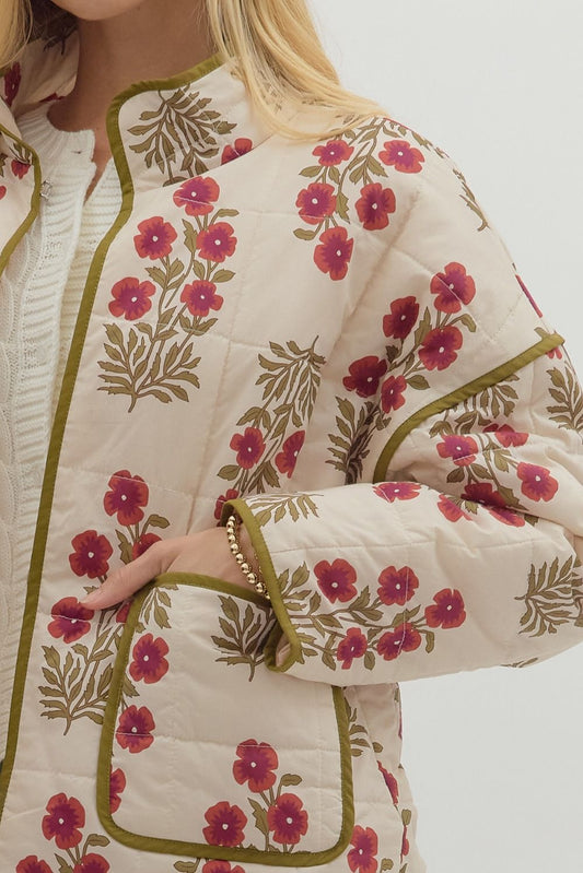 Olive & Red Quilt Jacket