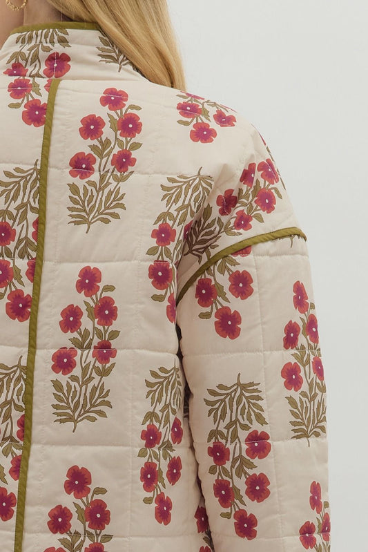 Olive & Red Quilt Jacket