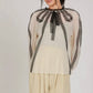 Cream Blouse with Black Lace Embellishment