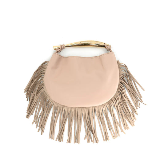 Fringe Bag with Gold Handle