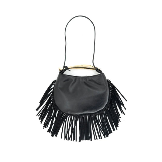 Fringe Bag with Gold Handle
