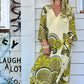 Retro Green Print Tunic Dress